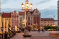 WrocÃâaw at dusk is a city on the Oder River in western Poland. ItÃ¢â¬â¢s known for its Market Square, elegant townhouses and